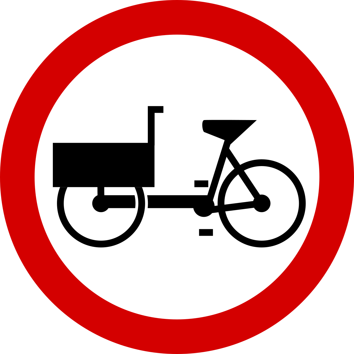 Znaki zakazu - Zakaz wjazdu wózków rowerowych i rowerów wielośladowych, numer B-11