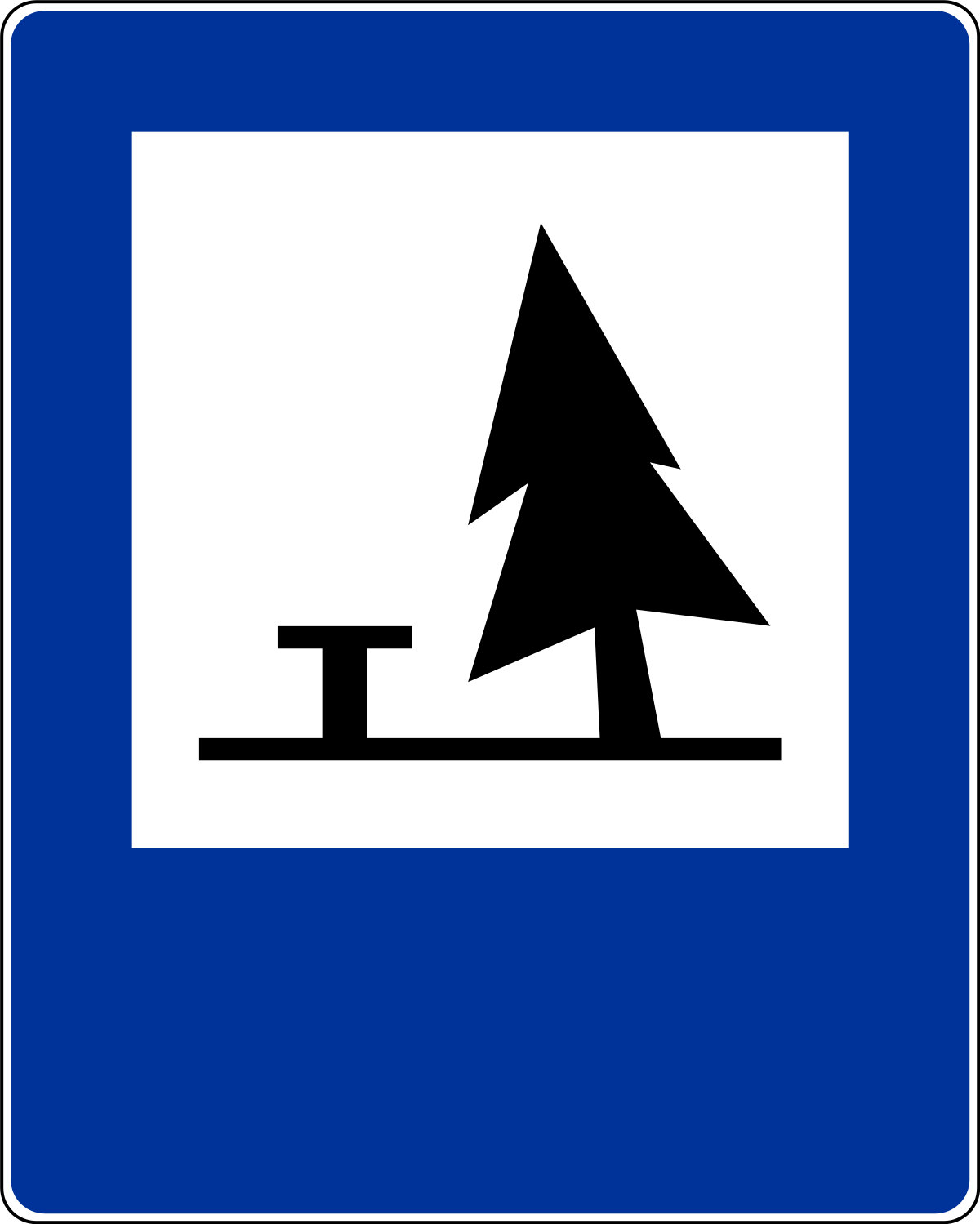 Znaki informacyjne - Pole biwakowe, numer D-32