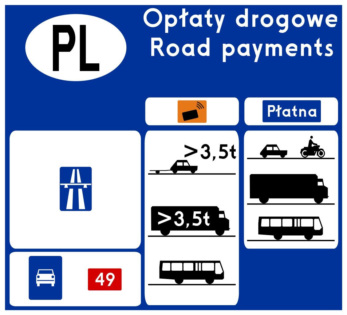 Znaki informacyjne - Opłaty drogowe, numer D-39a
