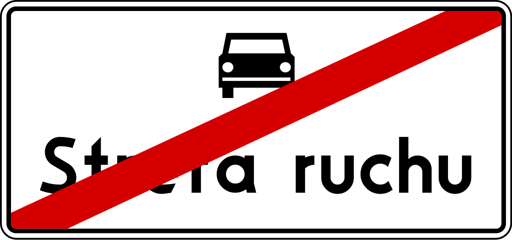 Znaki informacyjne - koniec strefy ruchu, numer D-53