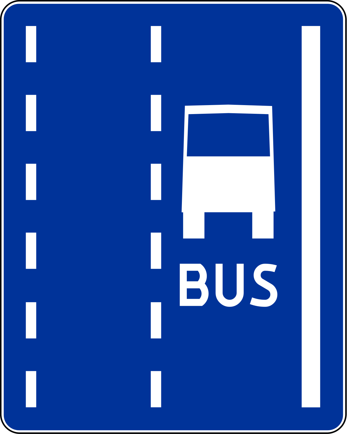 Znaki informacyjne - Pas ruchu dla autobusów, numer D-12
